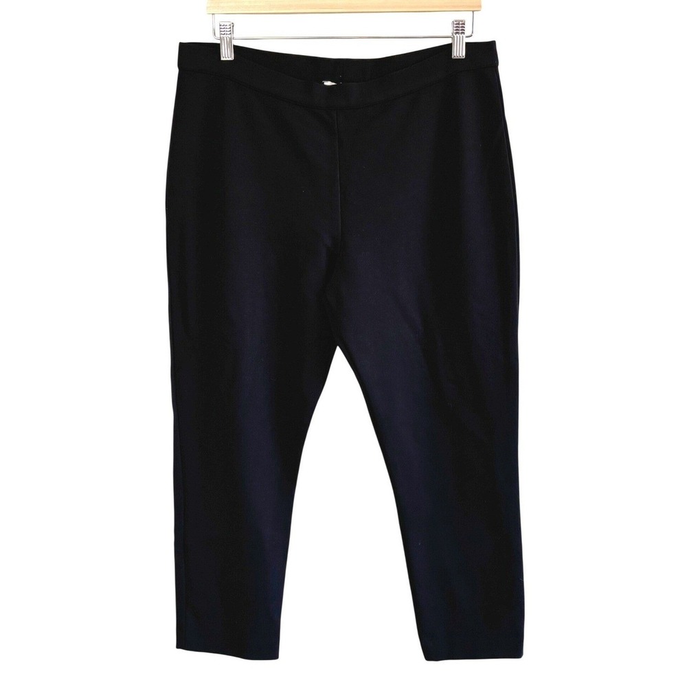 Joan Vass Pull-On Pants Black Womens Size L Slim Leg Cropped‎ Stretch Knit